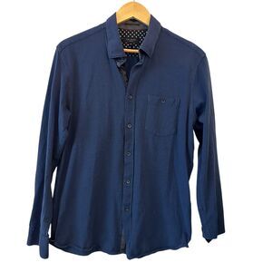 Ted Baker London Blue Stretchy Button Up Cotton Oxford Dress Shirt Size S